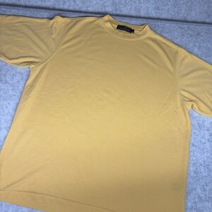 Bugatchi Uomo yellow ribbed crewneck t-shirt large relaxed fit soft modal EUC